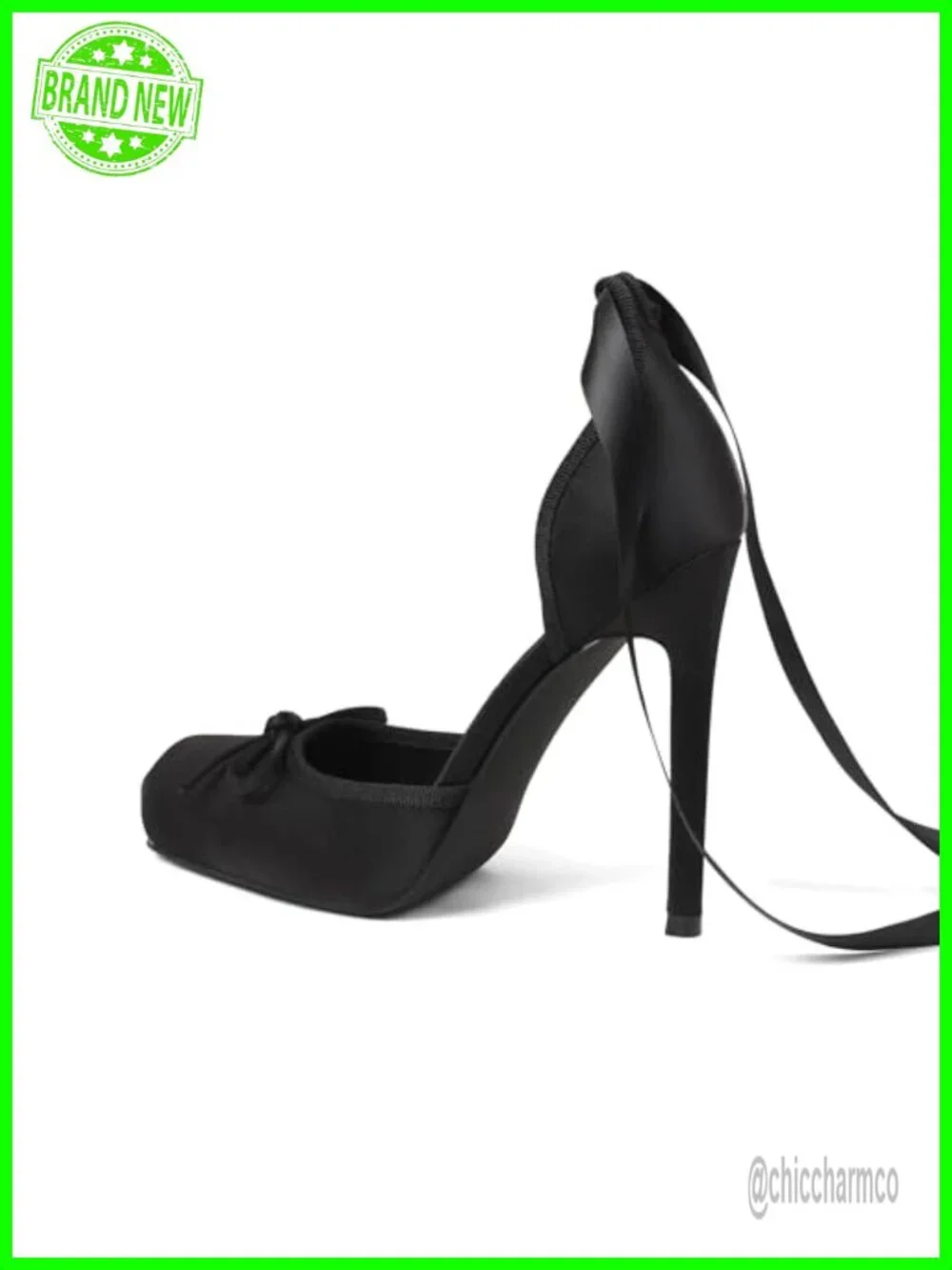 Satin Ballet Heels Closed Toe Stiletto Lace Up Pump